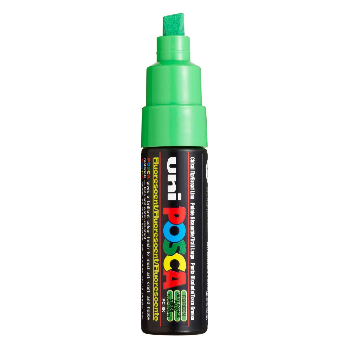 Uni Posca verfmarker 8k neon groen- beitelpunt 8mm