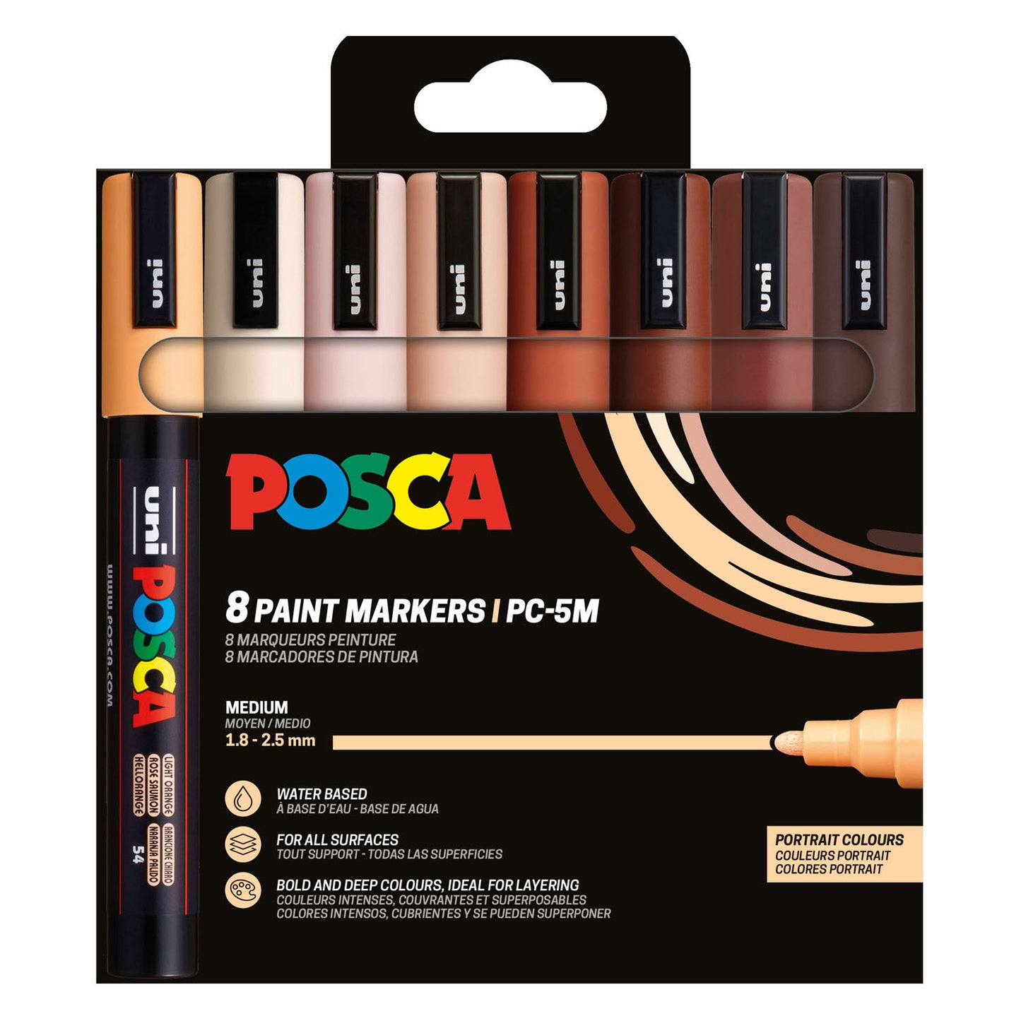 Uni Posca pc5m markers set portretkleuren - 8st.