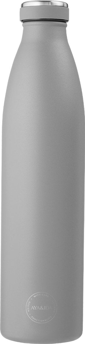 Aya Ida Aya ida - drinking bottle - thermosfles - drinkfles - waterfles - to go - 1000ml - light grey nieuw!