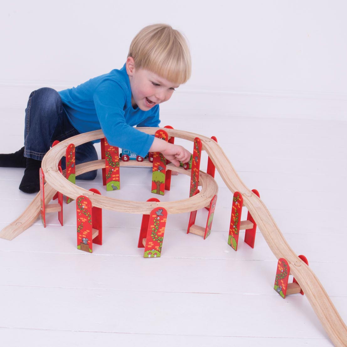BIGJIGS houten rails - viaduct uitbreidingsset, 27dlg.