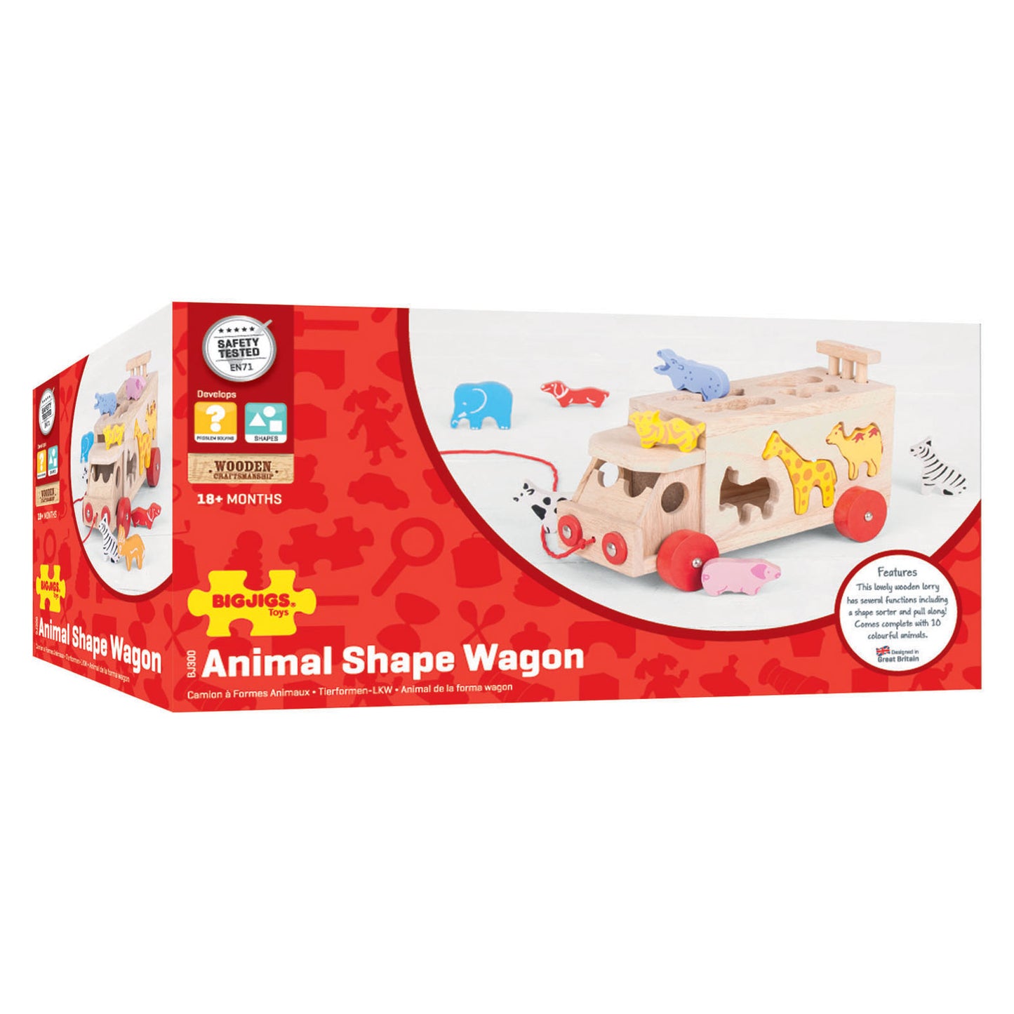 BIGJIGS houten vormendoos vrachtwagen, 11dlg.