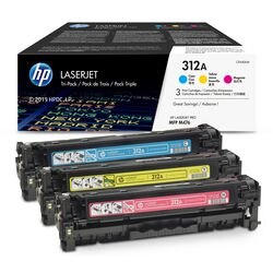 Tonercartridge HP CE440AM Nr. 312A cyaan magenta geel 3-pack
