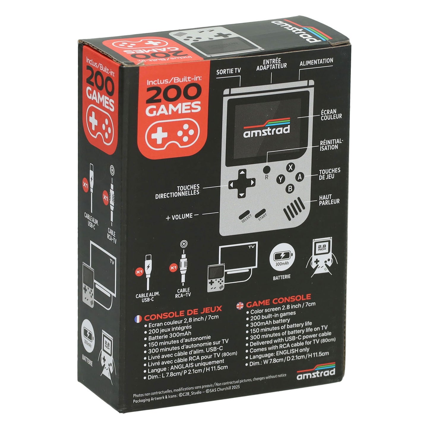 GAMEBOX - Draagbare Spel Console met 200 Spellen - Wit