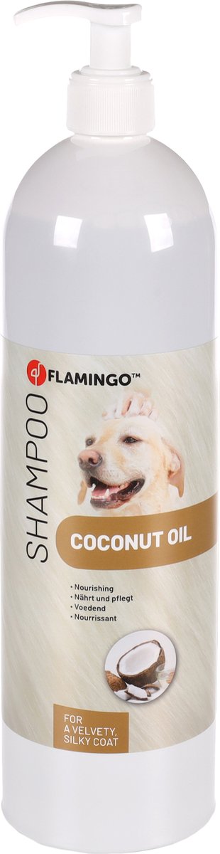Flamingo Hondenshampoo kokos – 1l – hydraterende shampoo met kokosolie – verzorgende hondenverzorging –