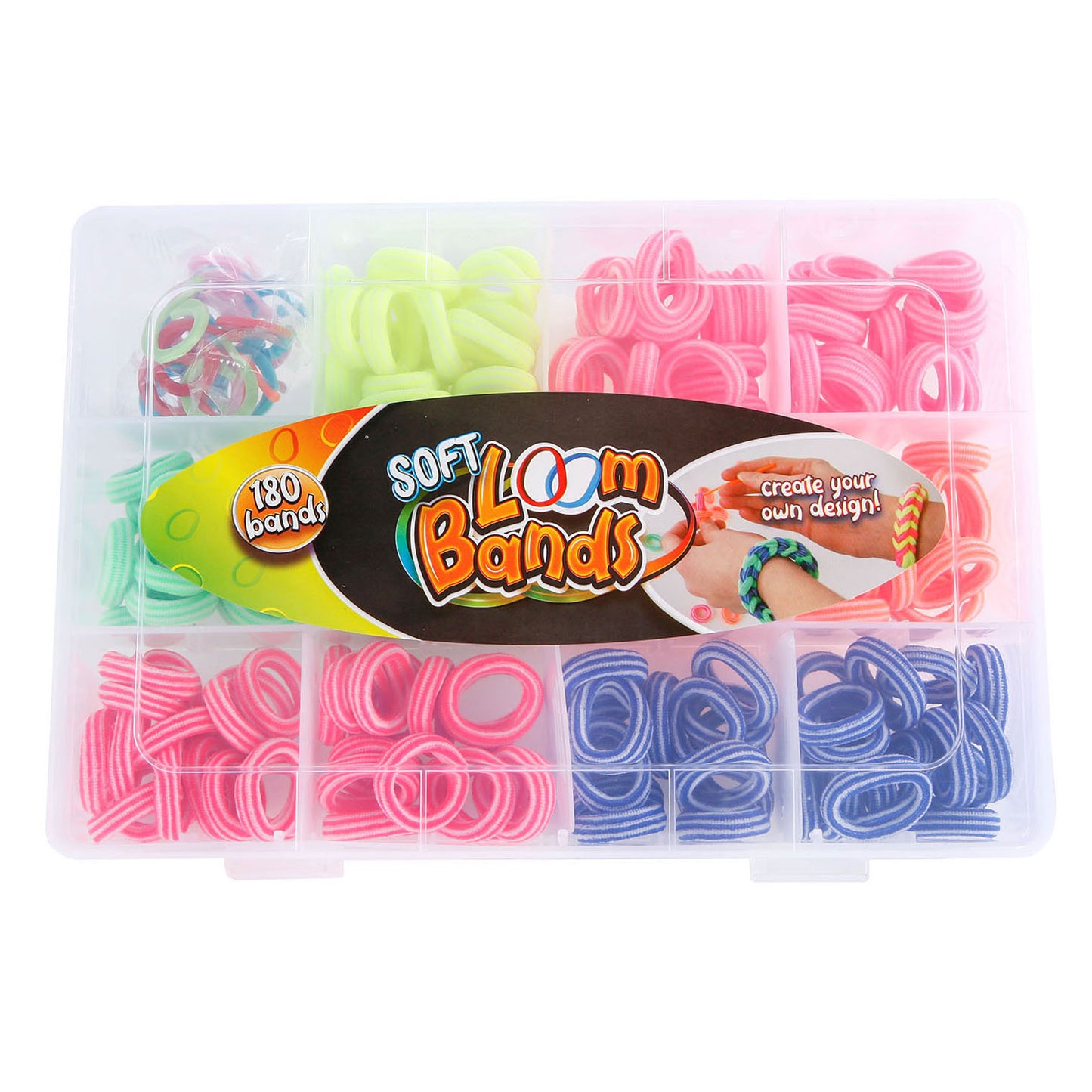 VAN MANEN Soft loom bands met 180 bandjes en 15 clips