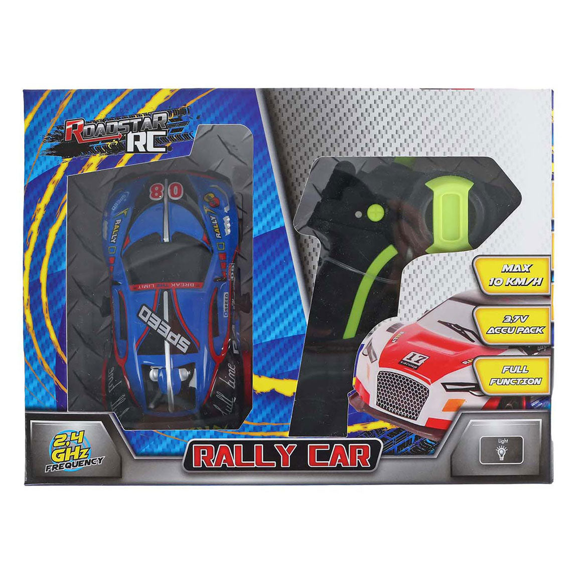 Van Manen Veenendaal BV Roadstar rc bestuurbare rally auto met licht 2.4ghz blauw, 13cm