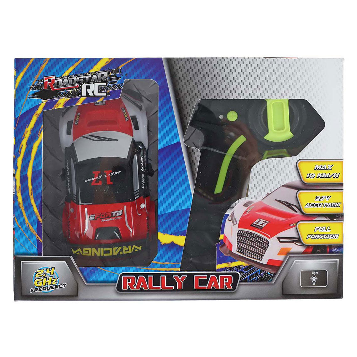 Van Manen Veenendaal BV Roadstar rc bestuurbare rally auto met licht 2.4ghz rood, 13cm