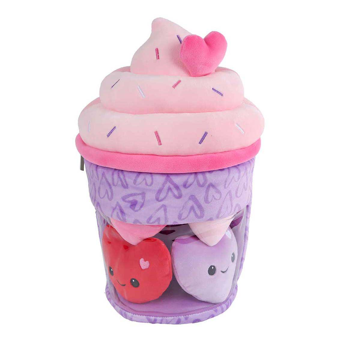 VAN MANEN Fluffy menu pluche ijsje met 4 hartjes - 36cm