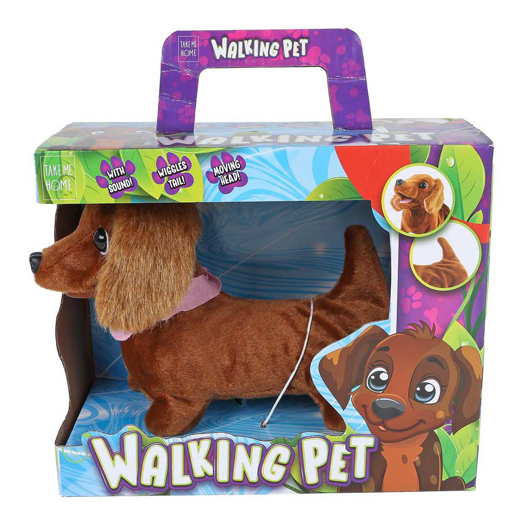 Take Me Home interactieve loophond teckel - 19cm