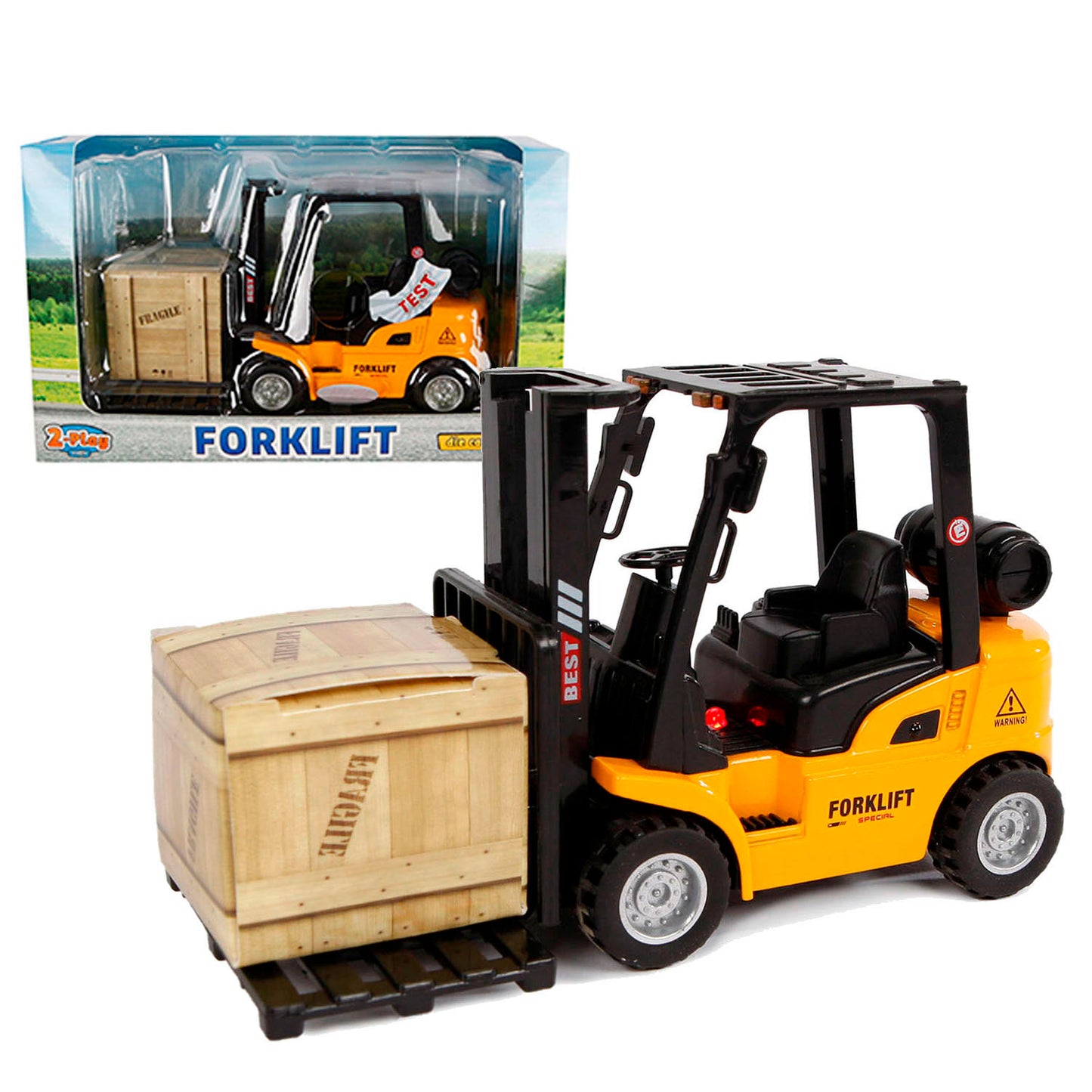 2-Play die-cast vorkheftruck met licht en geluid, 14cm