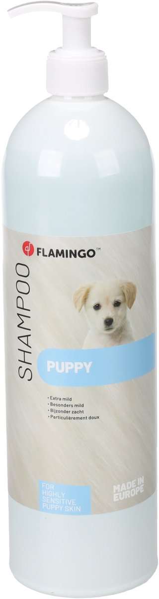 Flamingo Hondenshampoo puppy – 1l – extra milde shampoo voor gevoelige puppyhuid – zachte verzorging –