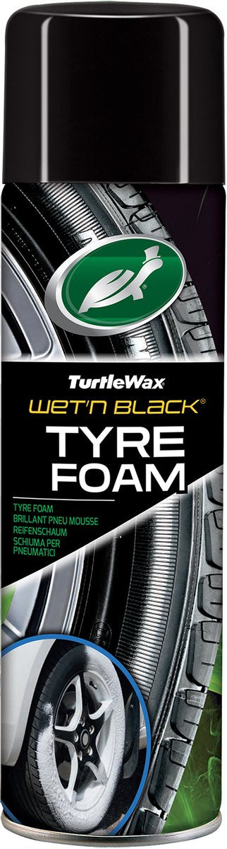 Turtle Wax wet n black banden foam - 2 in 1 schuimformule - geeft rijke zwarte glans - siliconenpolymeren zorgen voor een beschermlaag - 500ml