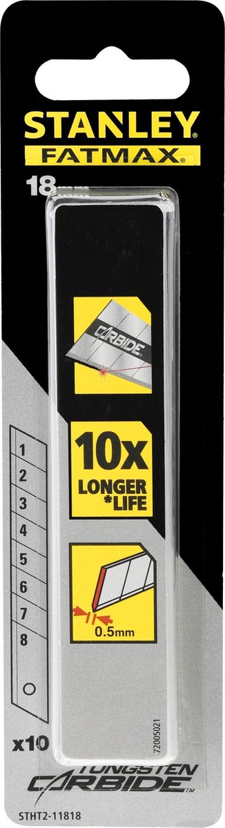 STANLEY carbide reserve afbreekmessen 18mm (10 stuks)