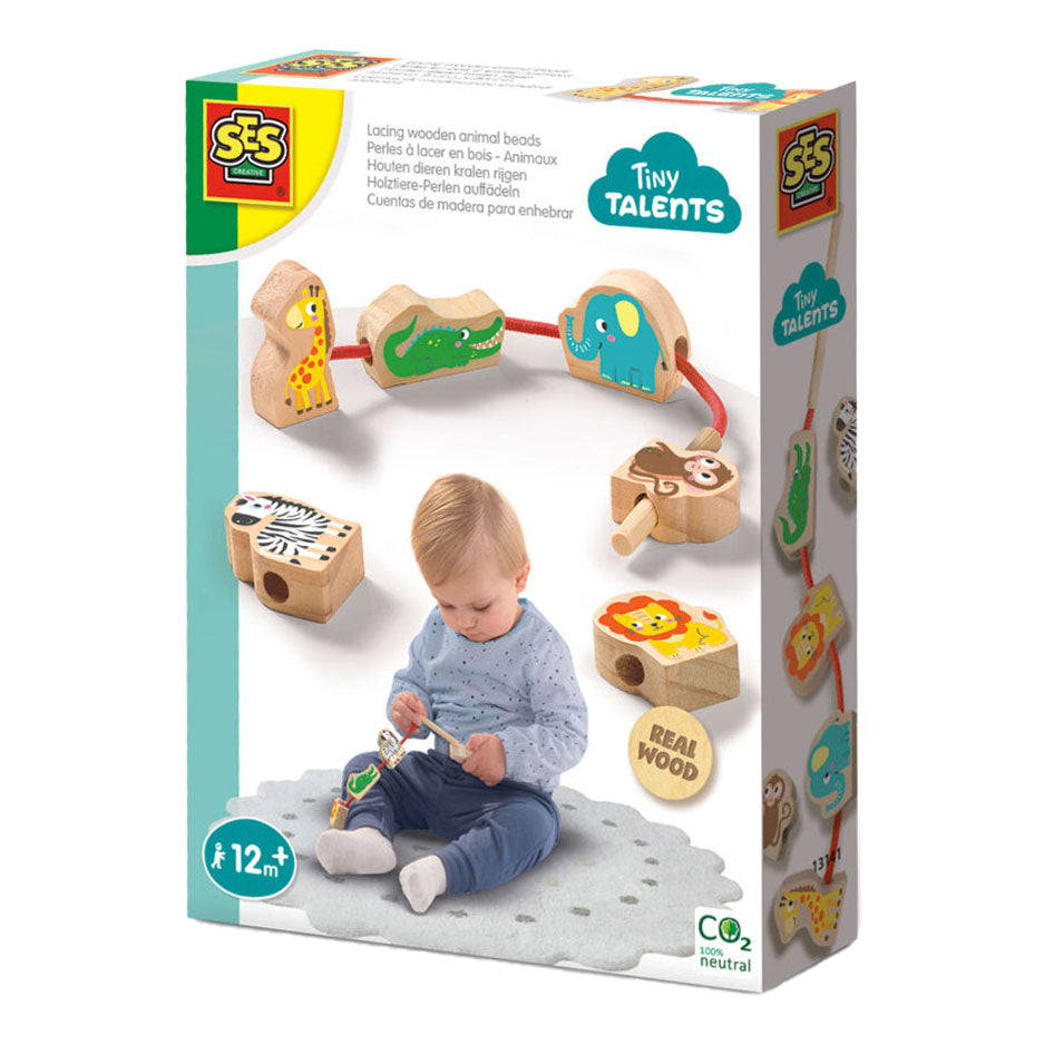 SES Creative Ses tiny talents houten dierenkralen rijgen