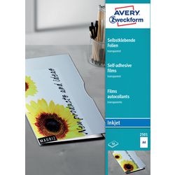 Zelfklevende folie Avery Zweckform A4 Transparent