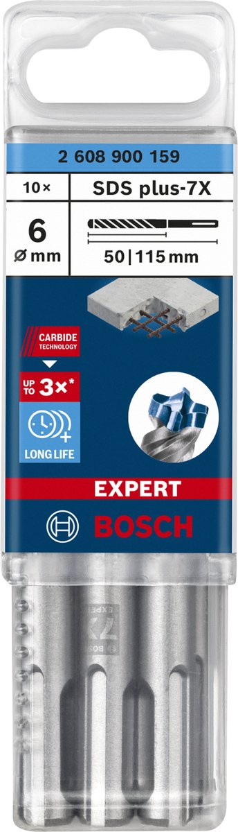 Bosch expert sds plus-7x hamerboor 6 x 50 x 115 mm, 10 stuks