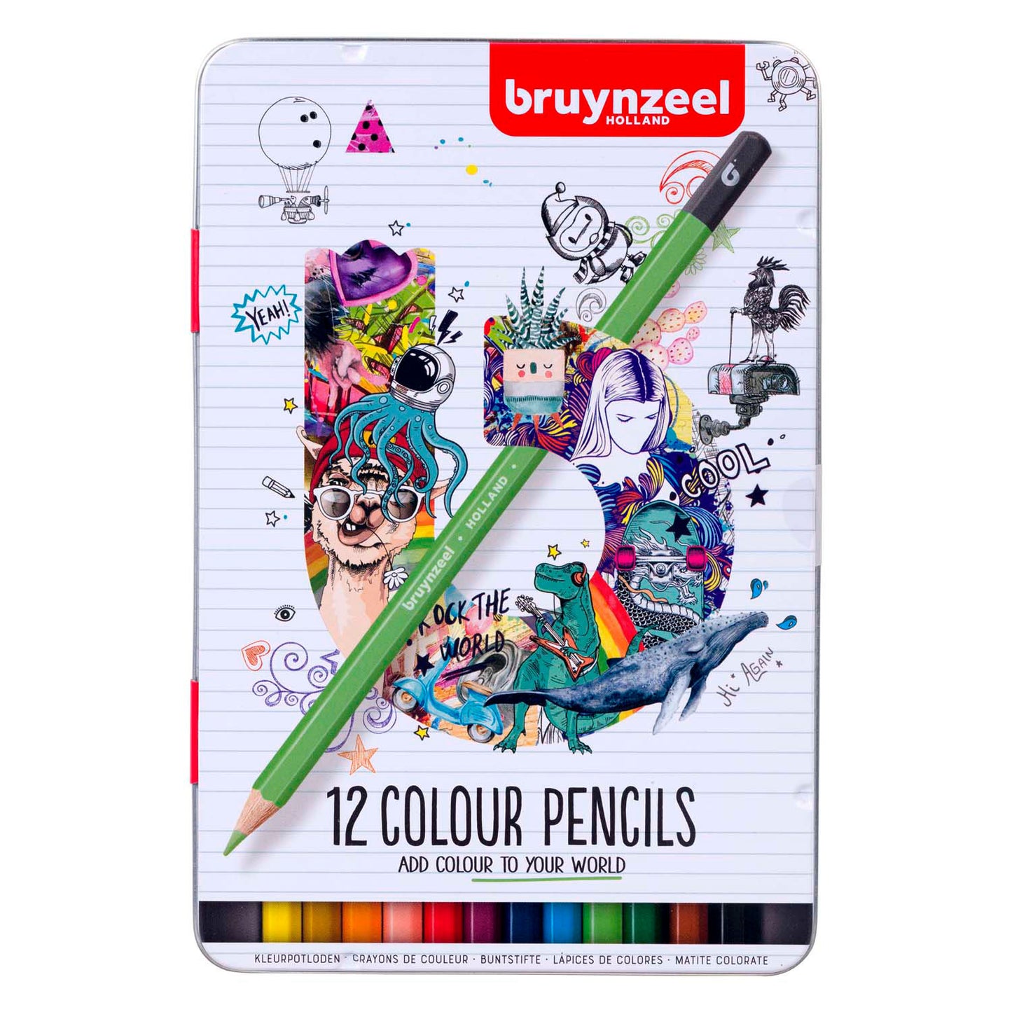 BRUYNZEEL kleurpotloden blik, 12 kleuren
