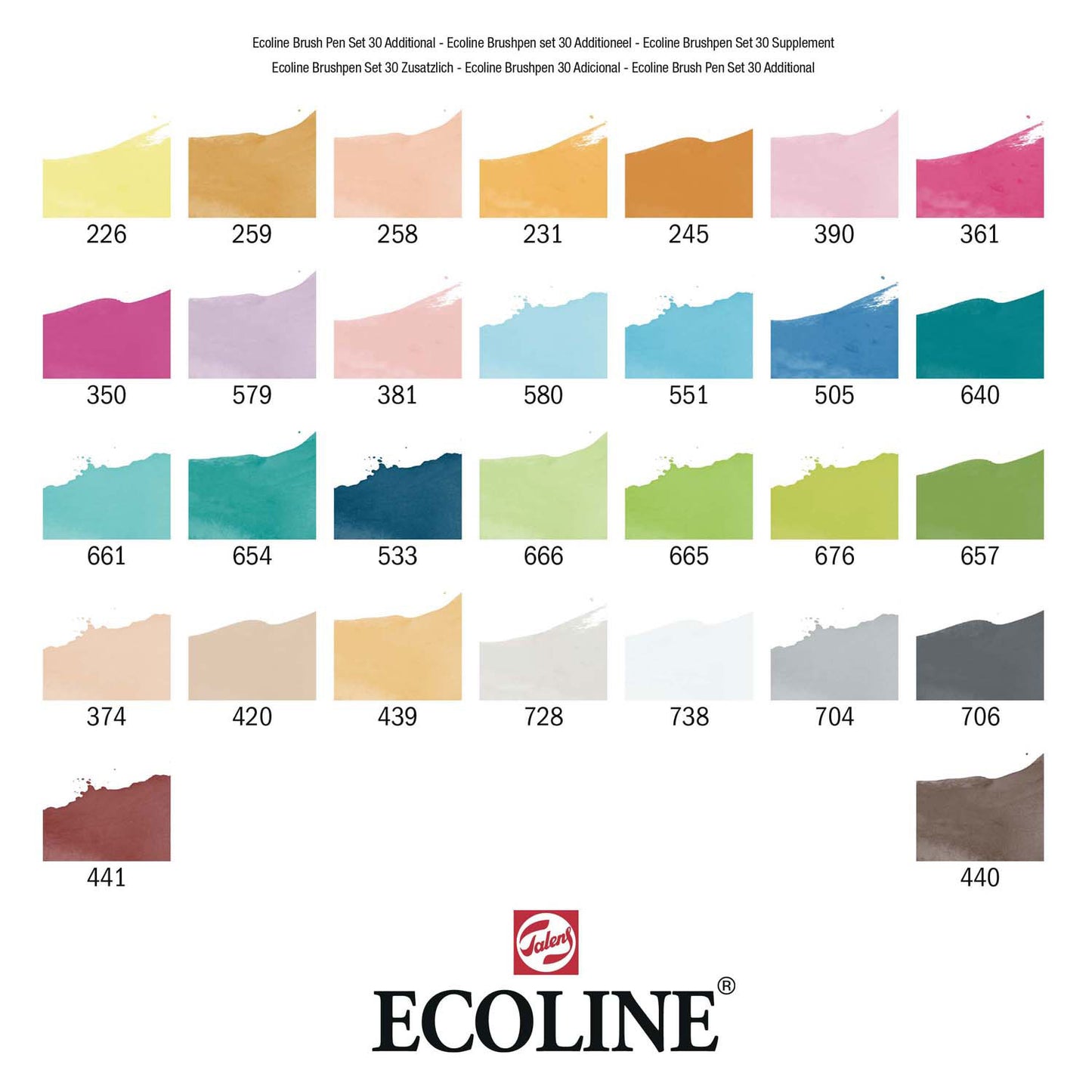 Bruynzeel Ecoline brush pen set additional, 30 kleuren