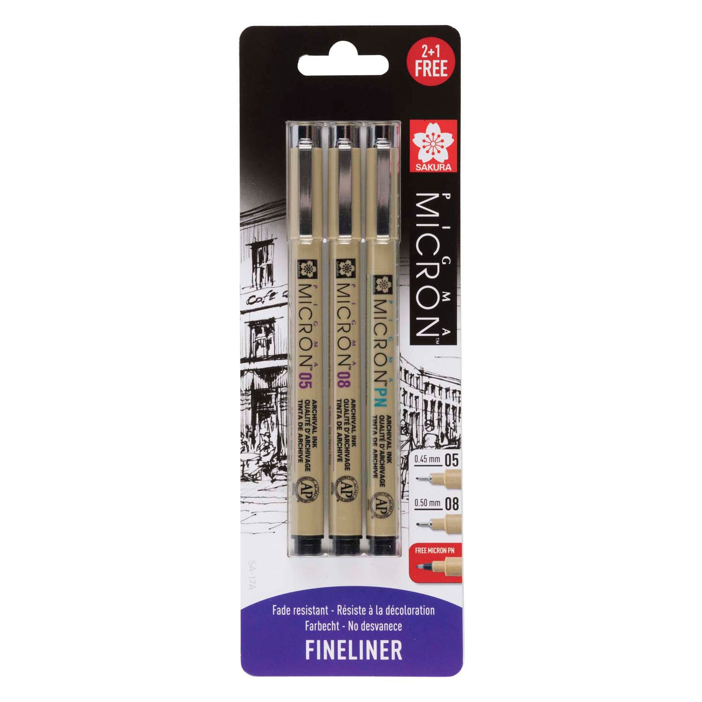 Sakura blisterkaart pigma micron 3 stuks