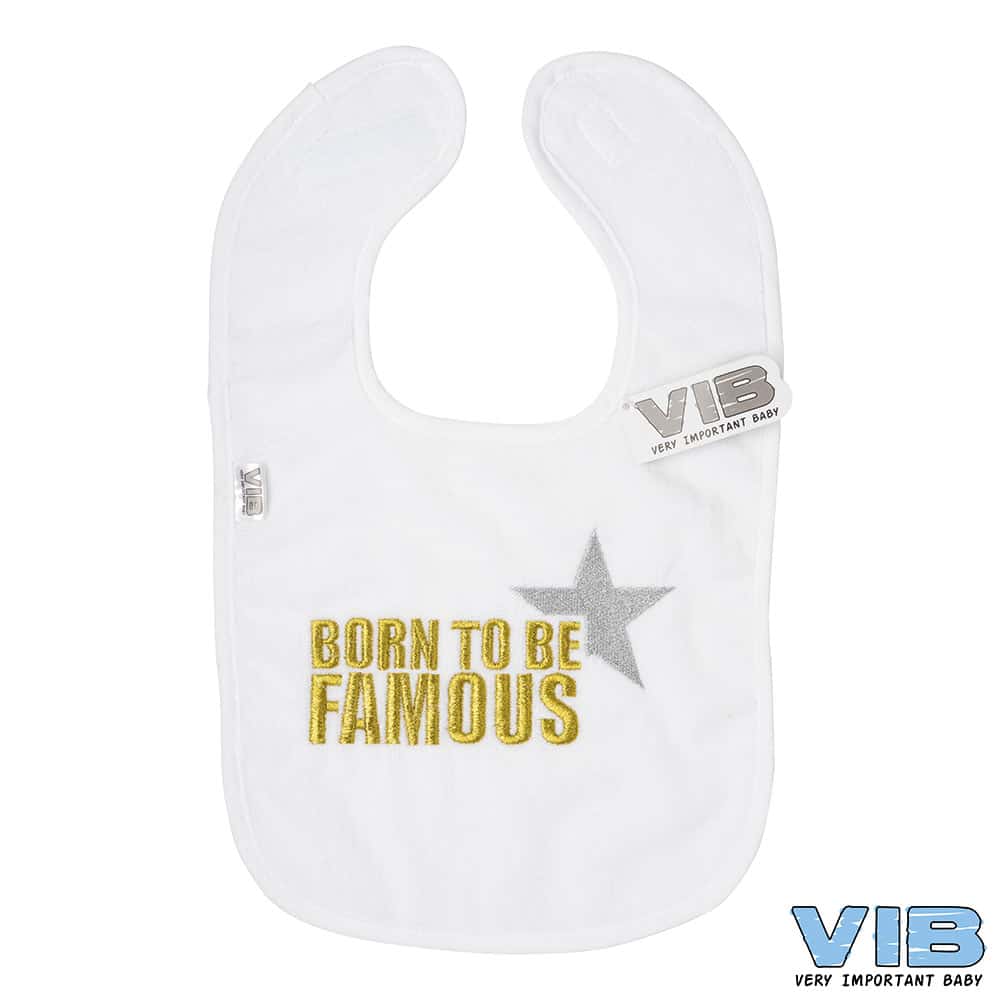Van Der Doelen Baby slabbetje velours born to be famous