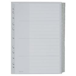 Tabbladen Leitz grijs blanco A4 polypropyleen