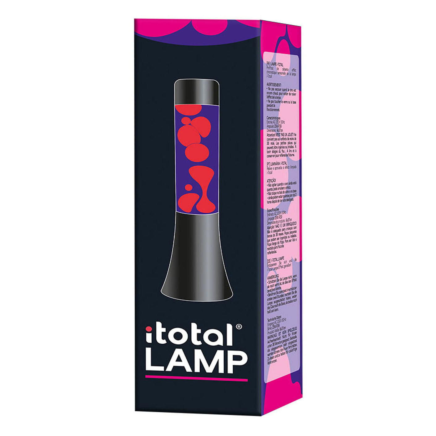 Itotal Lavalamp zwart paars roze, 30cm
