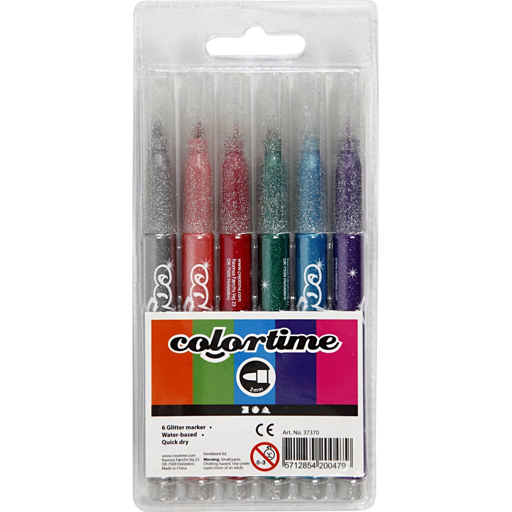 Creativ Company Https: www.cchobby.nl colortime-glitterstiften-lijndikte-2-mm-diverse-kleuren-6-stuk-1-doos