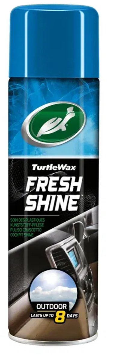 Turtle Wax gl fresh shine outdoor – reinigt en herstelt de glans - voor kunststof onderdelen van het interieur - geeft een frisse geur – tot 8 dagen - antistatisch - 500ml