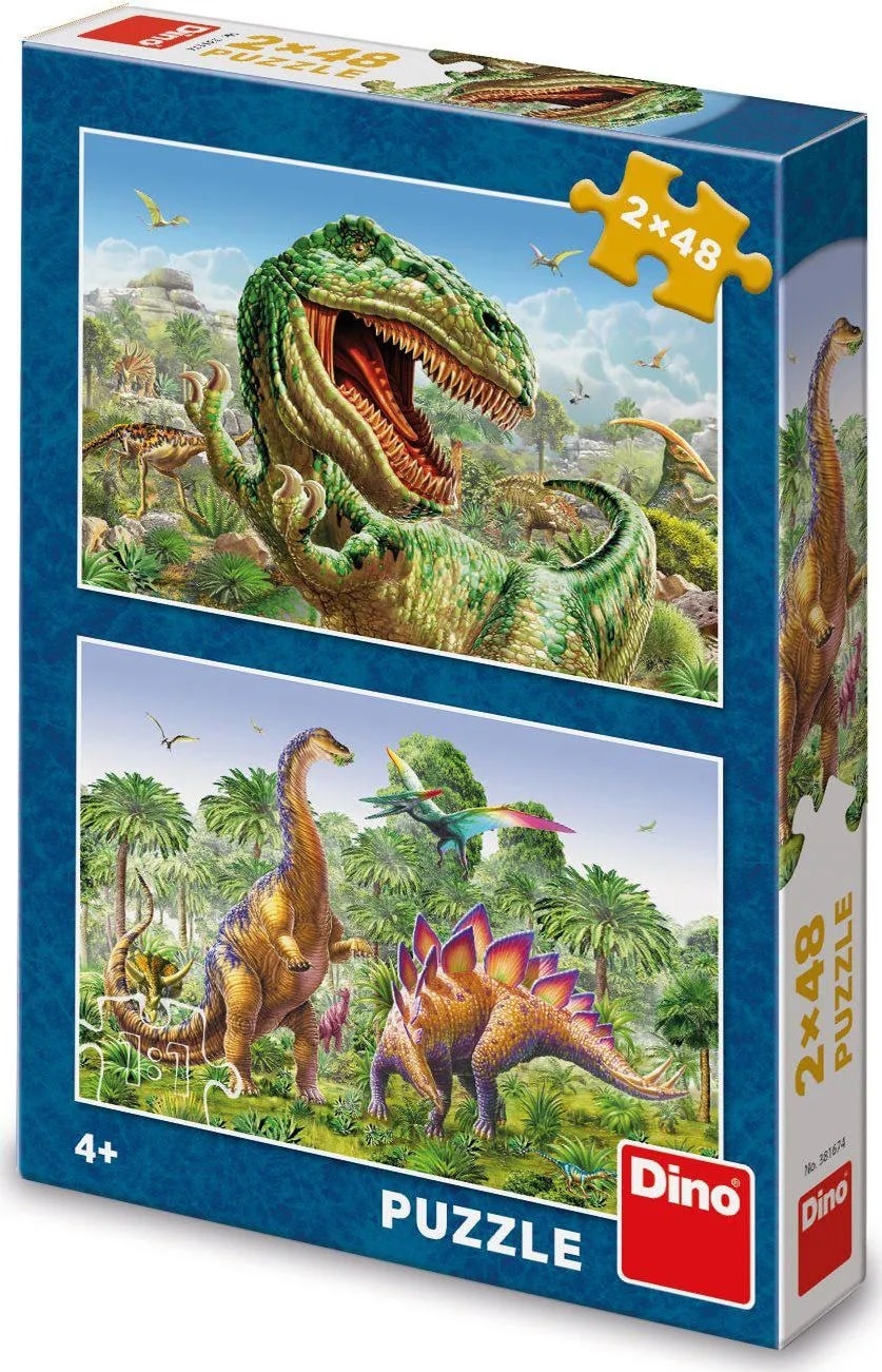DinoToys Dino puzzel - battle of the dinos - 2 x 48 stukjes