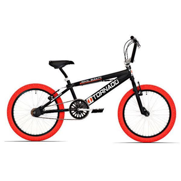 Royal Bmx fiets -bugatti tornado freestyle 20 inch - mat zwart met rode banden