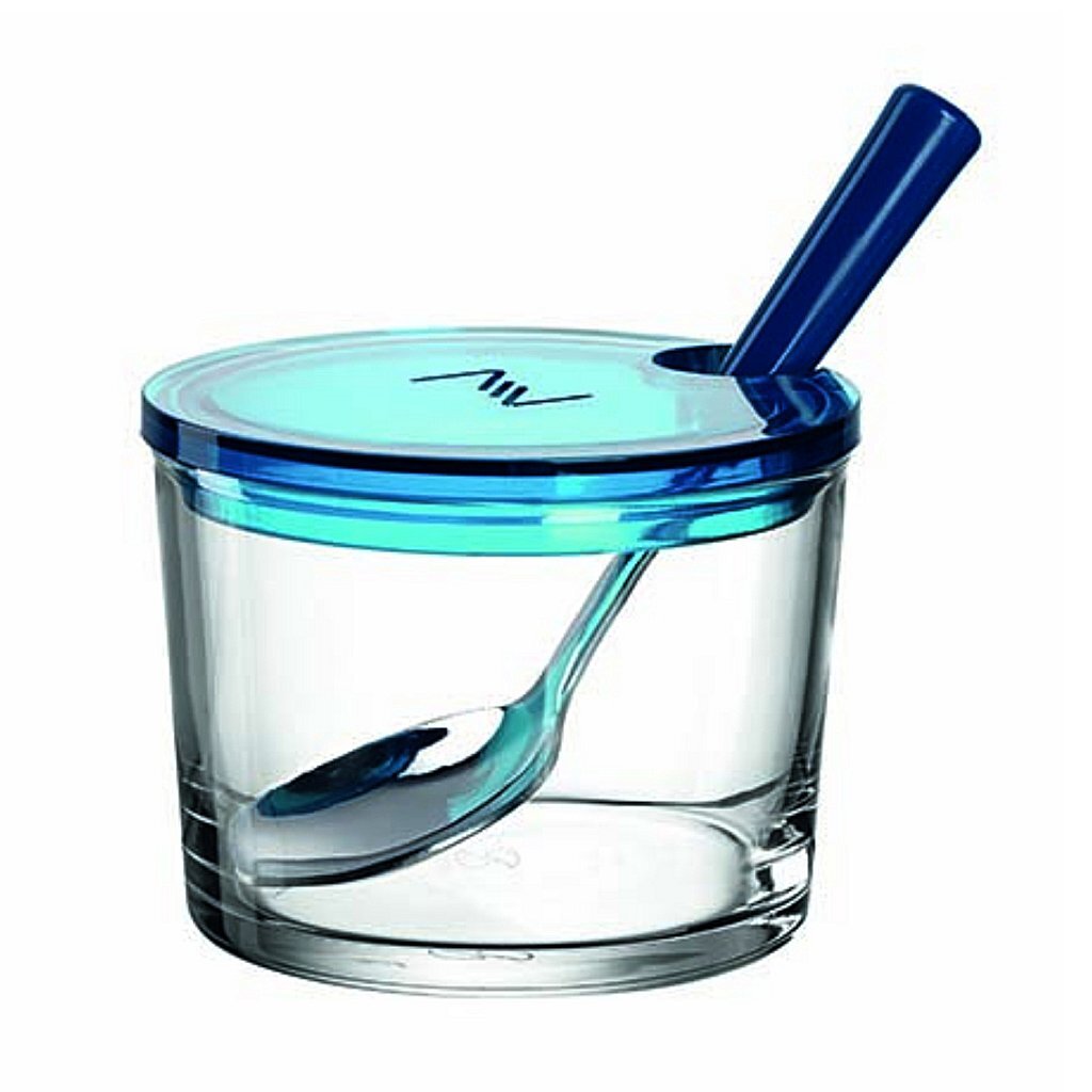 Basic Montana jampot 10 cm + lepel blauw glas