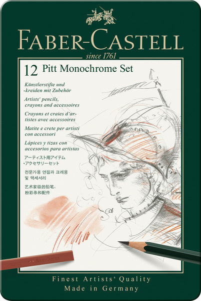 Faber Castell fc-112975 pitt monochrome set faber-castell 12-delig medium