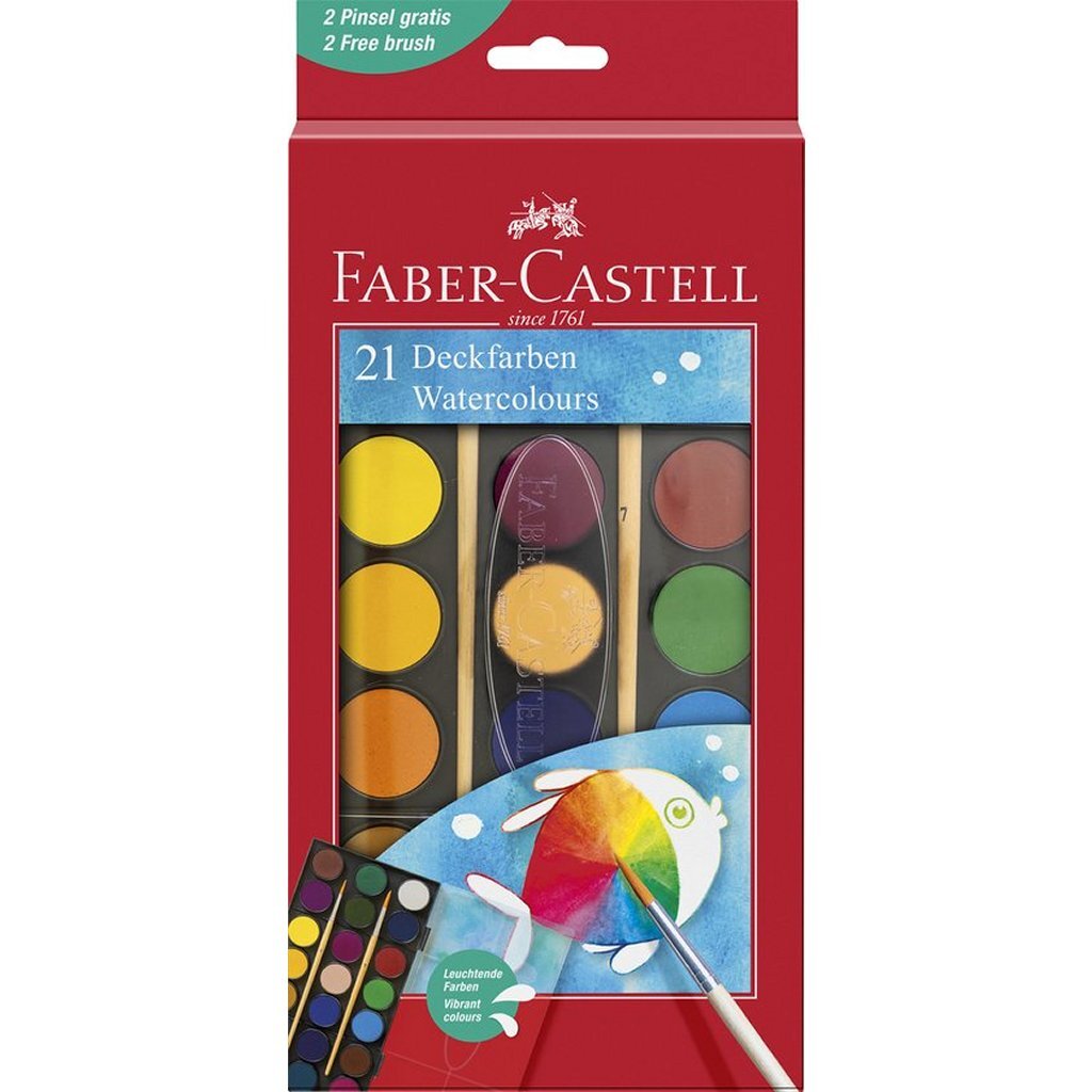 Faber-Castell Faber castell fc-125027 waterverfdoos 21 kleuren + 2 penselen