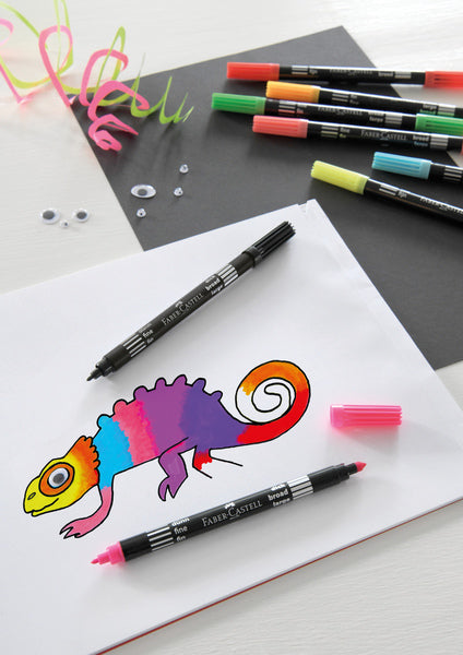 Faber Castell fc-151109 viltstiften duo neon kleuren in etui 10 stuks