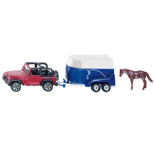 SIKU 1651 personenauto met paardentrailer