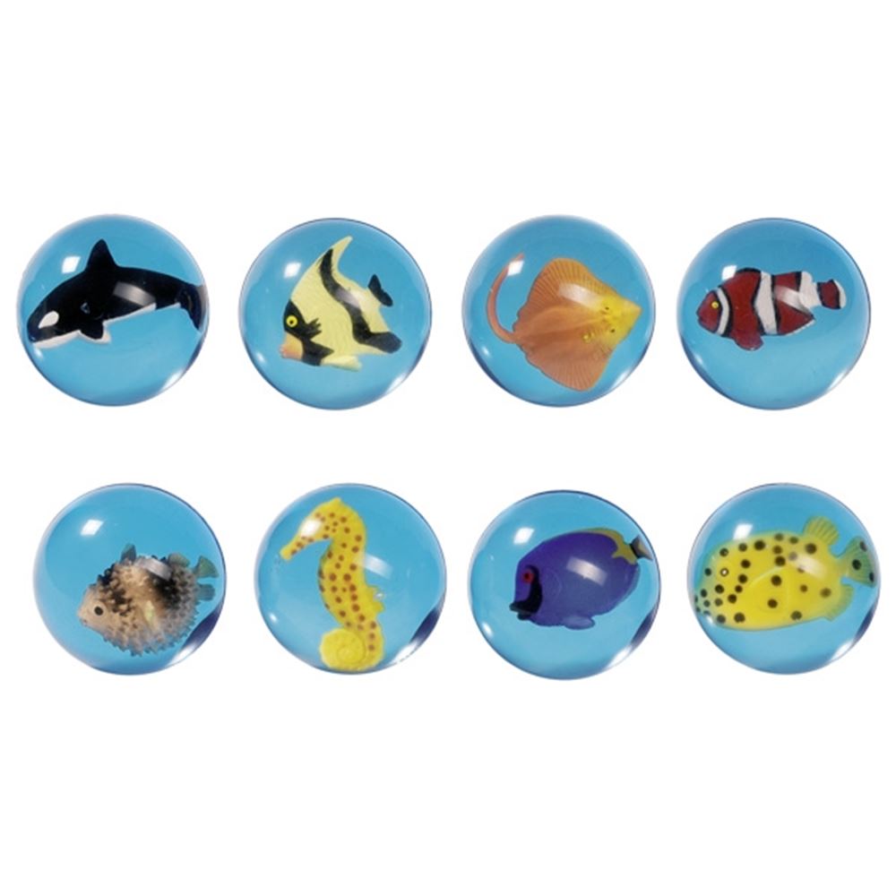Stuiterende bal - 3D vissen. 4,5 cm. 8 a