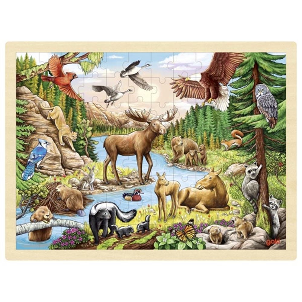 Goki Puzzel: noord-amerikaanse wildernis 40x30x0,8cm, 96-delig, hout, 3+