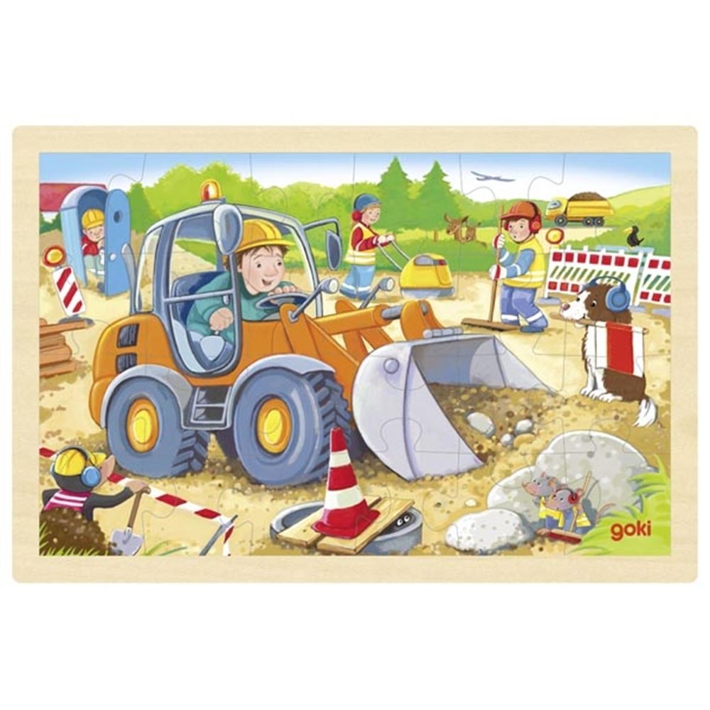 Goki Puzzel bouwplaats. 24 delig. 30x20x0,8 c