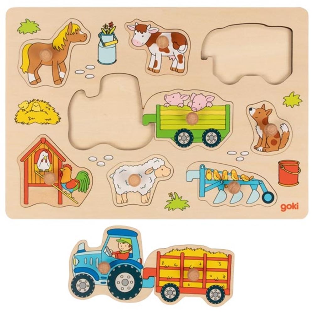 Knoppuzzel Tractor met aanhangers. 9 del