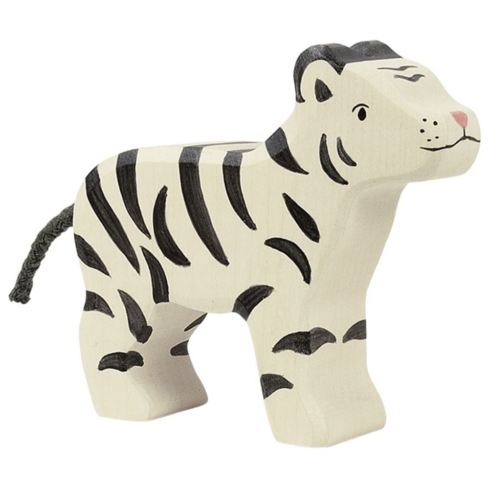 Holztiger witte Tijger. 9x2,3x8 cm. 3+