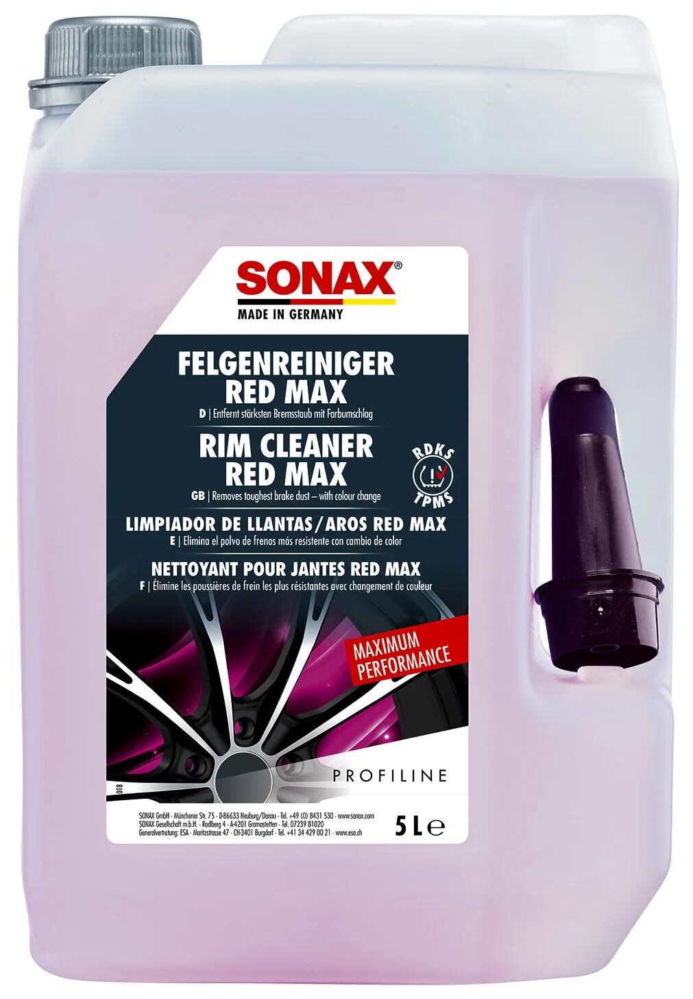 SONAX felgenreiniger red max rim cleaner red max 5 ltr.