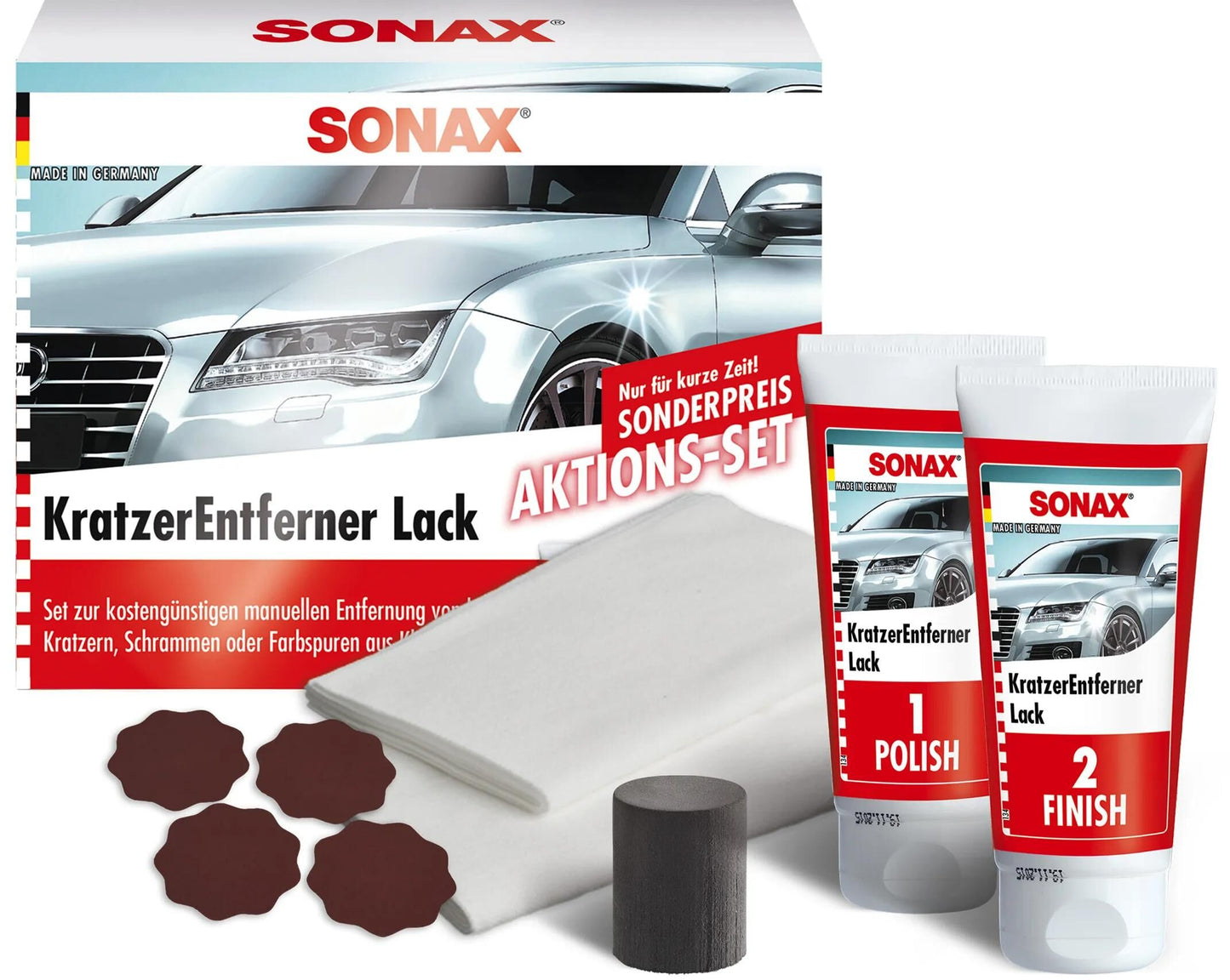 SONAX polierpaste kratzerentferner lack scratch remover set