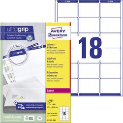 Avery Gerecycleerde etiketten voor laserprinters quickpeel lr7161-100 63,5x46,6mm