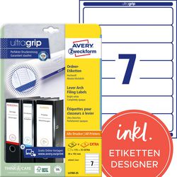 Insteekkaarten Blockout Avery L7702-25 192x39mm ultra wit kleurcodering 7x25vel