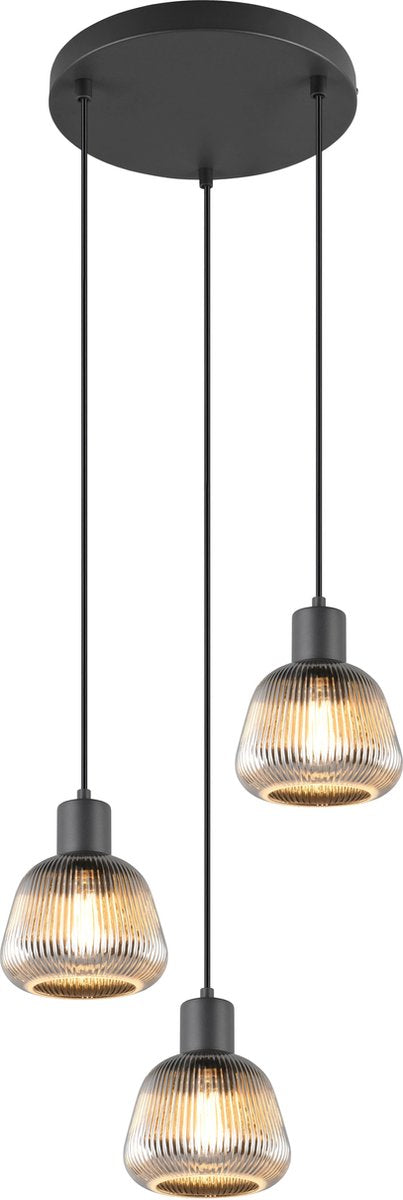 TRIO tarifa - hanglamp - zwart mat - excl. 3x e27 4 w - plafondbevestiging - in hoogte verstelbaar