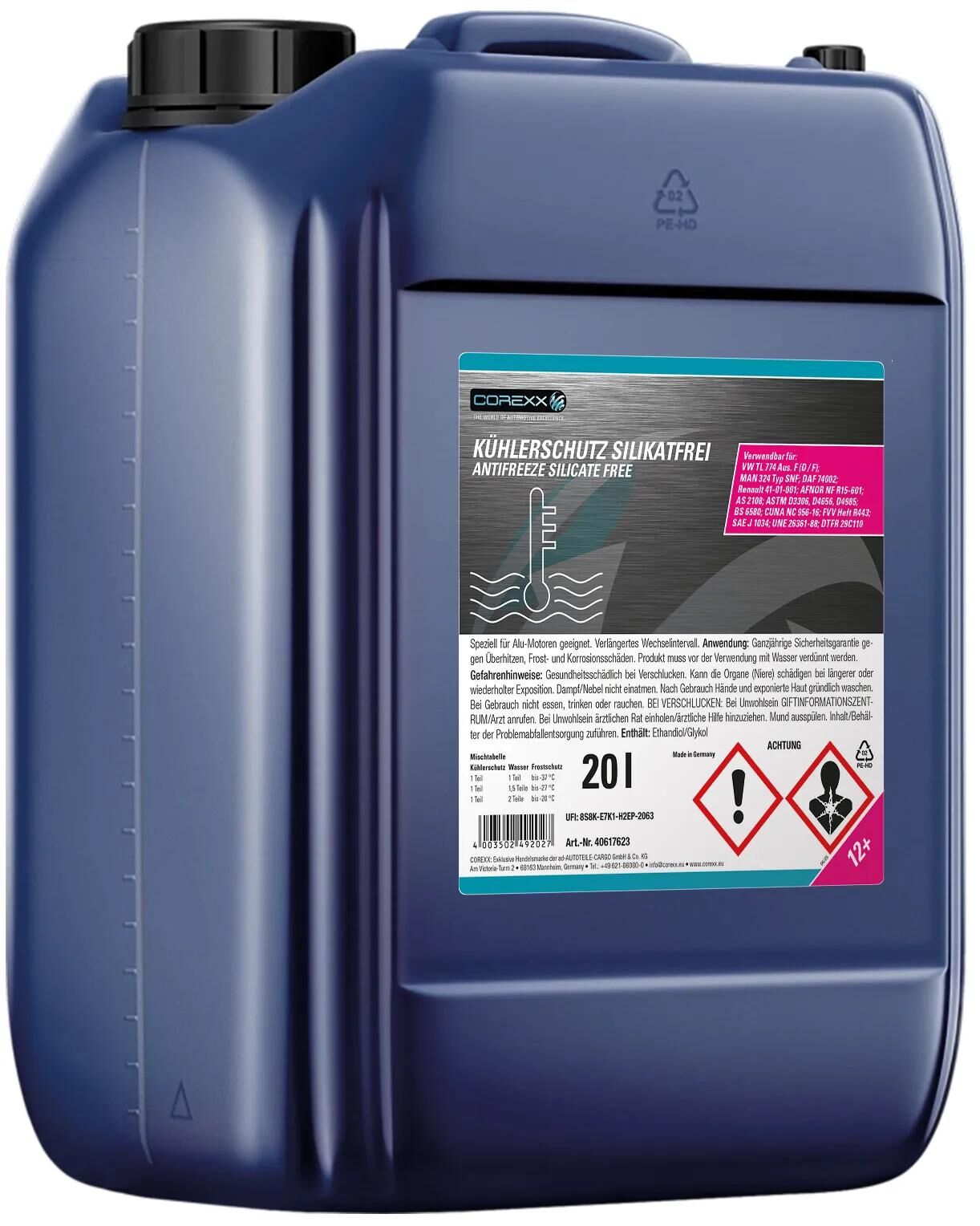 COREXX kühlerschutz silikatfrei g12+ anti-freeze silicatefr.20 (g12+)