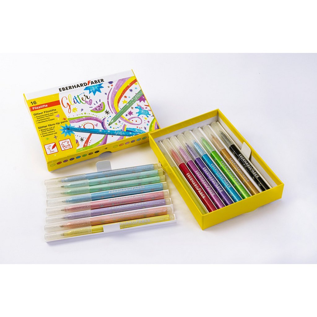 Eberhard Faber ef-551016 viltstiften glitter doos 16 kleuren