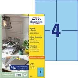 Etiketten Avery 105x148mm blauw 400st
