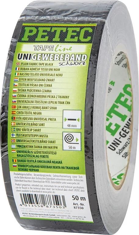 PETEC gewebeband uni fabric tape 50m black