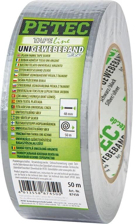 PETEC gewebeband uni fabric tape 50m silver